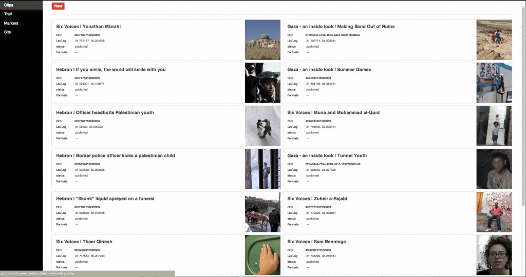 Zohar has kindly provided us with the backend view of the site. Part of her project's aims means ongoing videos are uploaded in an easily accessible way.